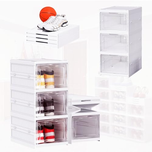 Schoenenboxen, schoenenopbergdoos, stapelbaar, transparant, schoenenbox, stapelbaar, organizer met deksel, tot maat 46