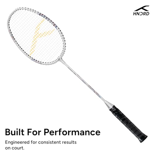 Image of Hundred Powertek 200 Aluminium Badminton Racket Combo, 2 Strung Rackets with 1 Full Cover & 3 Aura Nylon Shuttlecocks, Lightweight Shuttle Bats for Match Play