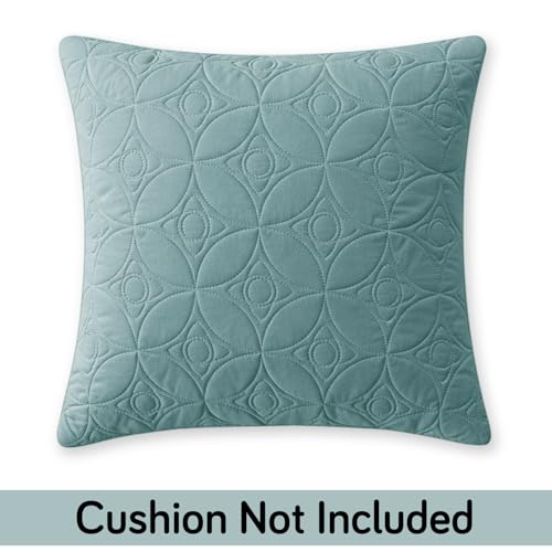 Image of HOKIPO 100% Leakproof Quilted Cushion Cover for Sofa 16x16 Inches, Set of 2, Cool Blue (AR-6280-SBL*2)