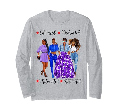 Educated Black - Mensaje positivo para mujer, cita genial Manga Larga