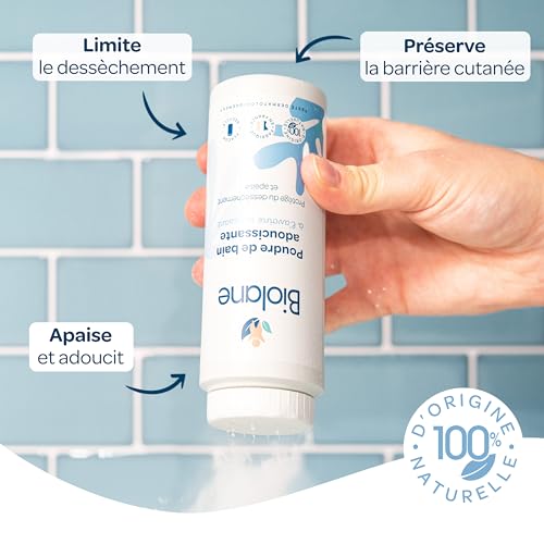 BIOLANE - Poudre de bain adoucissante - Bain bebe - Protège et Apaise - 100% d'Origine Naturelle - 75g - Dès la naissance - Fabriqué en France – Image 3