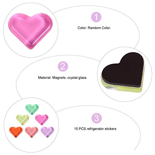 Besportble 15Pcs Heart Shaped Fridge Magnet Sticker 3D Love Heart Pattern Refrigerator Glass Magnet Decals Romantic Themed Refrigerator Sticker For Home Kitchen Random Color #TOP5