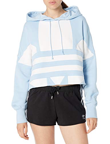 adidas Originals Women's Large Logo Cropped Hoodie Clear Sky/White Medium