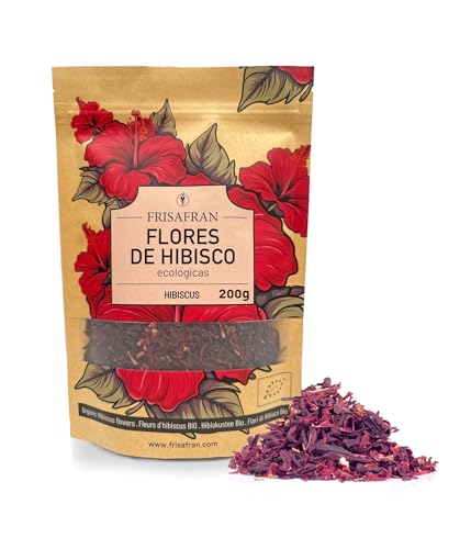 FRISAFRAN | Flores de Hibisco Ecológico 200g | Flor de Jamaica | Infusión de hibisco | Té de hibisco | Reparación de la Piel | Desintoxicación