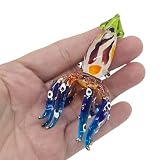 WitnyStore 2½' Brown Blue Green Squid Octopus Artistic Blown Glass Figurine Premium Hand-Blown Statue Tabletop Decoration Unique Collectible for Adult Collectors Handcrafted Elegant Home Room Decor