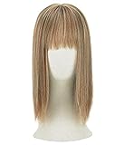 REECHO Clip in Bangs with Scalp Synthetic Straight Hair Extensions Hair Closure Piece Hairpieces 3 Clips in for Women - 27/613