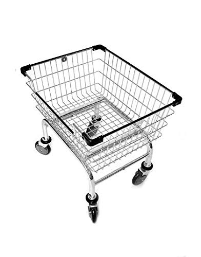 Coin Laundry Cart, Cart&Supply [Heavy Duty] [Rolling Cart] Laundry Cart (Chrome Double Pole Rack / Black) #TOP2
