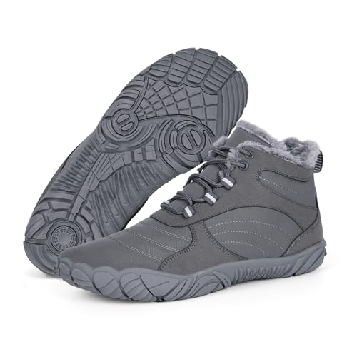 Hike Winter Footwear Barefoot Boots Mens Womens, Waterproof Winter Snow Boots, Warm Ankle Booties, Wide Toe Barefoot Hiking Boots, Non-Slip Zero Drop Sole Hike Shoes for Hiking Walking Outdoor