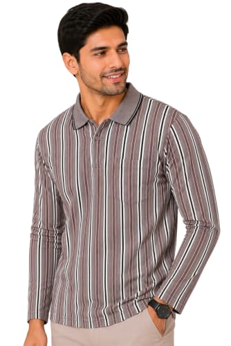 Image of SANE ORIGINALS Men's Full Sleeve Polo T-Shirt with Pocket, Premium Cotton Blend Collar Neck Tee