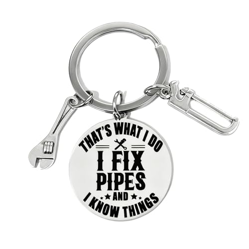 YCSPMO Appreciation Gifts for Plumber Thank You Plumbers Gifts for Men Keychain Gift for Dad Husband Boyfriend Pipefitter Christmas Birthday Valentines Day Graduation Retirement Present