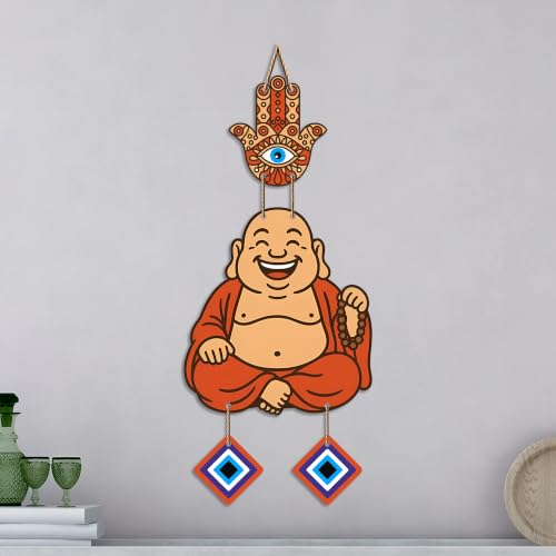 Image of Artvibes Smiling Monk Evil Eye Wall Hanging Decor for Home Entrance | Positive Energy Protection Ornament | Nazar Battu Wall Accent for Living Room | Office | Gift Item (WH 85143N)