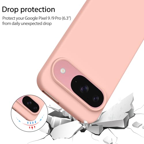 Image of Tobfit Back Cover Case Compatible with Google Pixel 9 /9 Pro, Case Cover Rugged Flexible Durable Anti-Slip Silicone Protection Shockproof Google Pixel 9 /9 Pro Back Cover (Pink Sand)