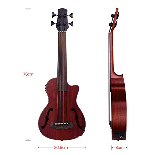 Image of 30 Inch Cutaway U-Bass UBass Wooden Electric Acoustic Bass Ukulele Ukelele Built-in EQ Tuner with F Sound Holes