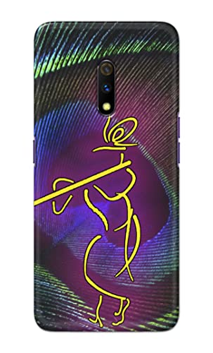 Image of PRINTFIDAA Lord Krishna On Peacock Feather Hard Back Cover for Realme X /Oppo K3, RMX1901 Back Cover -(P6) KAT1007