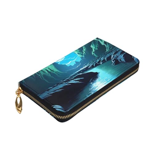 Water Moon Cave Women's Wallet Long Zip Around, Premium Vegan Leather Wallet with 12 Card Holders, Large Capacity,Gift Ready Packaging4
