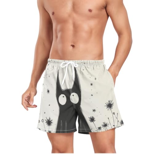 Traje de baño de secado rápido para hombre que busca un bañador ligero de murciélago negro
