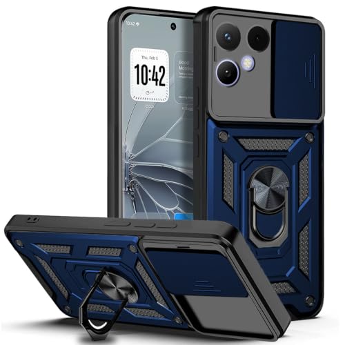 Image of AESTMO Tough Armor Tecno Pova Curve 2 Bumper Back Case Cover | Ring Holder & Sliding Camera Shield Cover | 360 Degree Protection Back Case Cover for Tecno Pova Curve 2 (Blue)