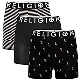 Religion - Paquete de 3 calzoncillos boxer de algodón para hombre – Ropa interior transpirable, suave y sin etiqueta, con cintura elástica – Tallas S a XXL, L
