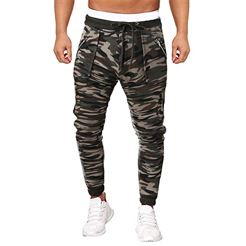 Mens Athletic Joggers Sweater Pants - Sweatpants Trousers Cotton Cargo Pants for Men Long Pants Sports Trousers (Army Green, XXXXL)