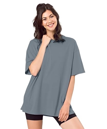 Image of SHODOX Women's Cotton Blend Oversized Drop Shoulder Solid T-Shirt(Pack of 1)