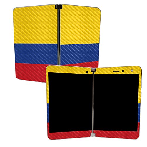 Image of MightySkins Carbon Fiber Skin for Microsoft Surface Duo - Colombian Flag | Protective, Durable Textured Carbon Fiber Finish | Easy to Apply | Made in The USA