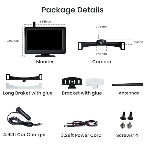 Image of Wireless Backup Camera, 5'' HD 1080P Backup Camera for Car, Reverse Rear Camera with Night Version 130 Wide Angle, Waterproof, Strong Signal for Car, Van, Truck, Trailer