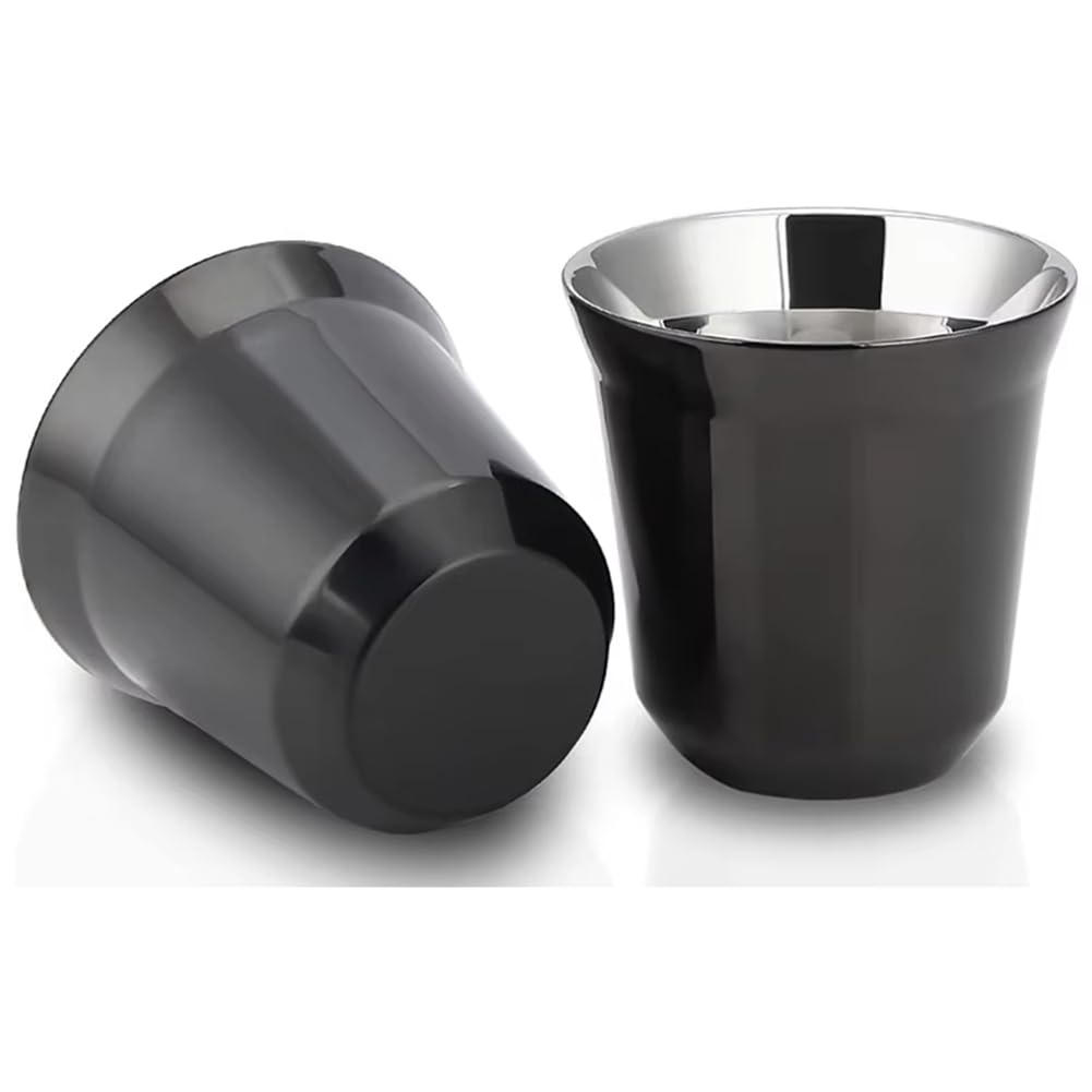 CTRLZS 80ml/2.7oz 304 Stainless Steel Espresso Coffee Cup Portable Double Layer Milk Tea Drinks Mug Cup Mini Wine Glasse