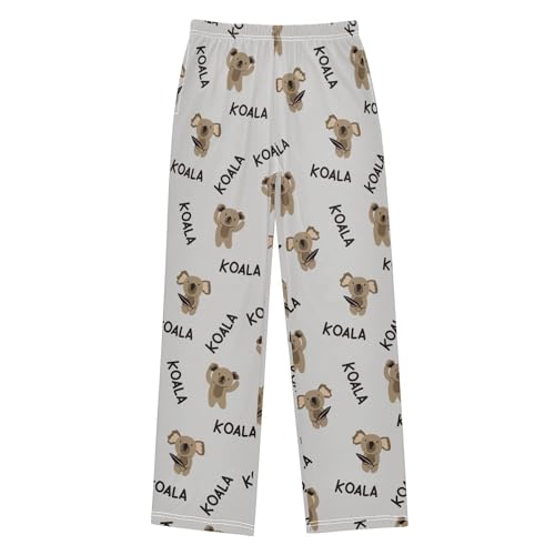 Funny Koala Boys Long Pants Soft Trousers Elastic Waist Kids Lounge Bottoms with Pockets S-XL