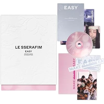 LE SSERAFIM - 3rd Mini Album [EASY] (Photobook Ver. - Vol.1 BALMY FLEX) Outer Box + Booklet + CD + Photocard + Postcard + Sticker + Folding Poster + Lyric Book + 2 Pin Badges + 4 Extra Photocards