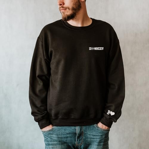 Custom Embroidered Roman Numeral Sweatshirt, Birthday Gift, Custom Sweatshirts for Couple, Personalized Anniversary Gift3