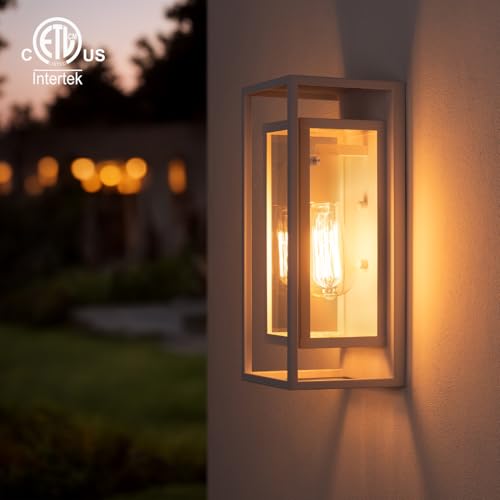 Image of mirrea 14 inch Modern Outdoor Porch Wall Light, Matte White, 2 Pack
