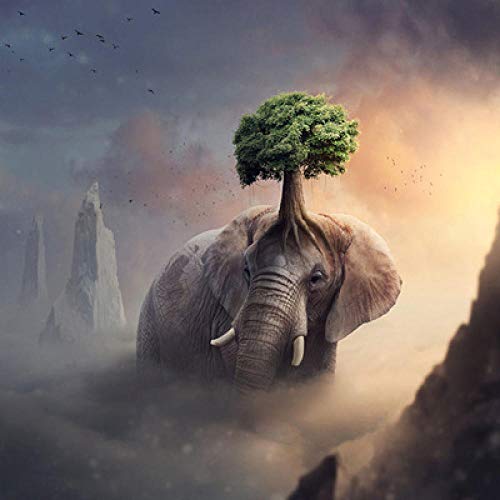 Kit mosaïque 5D éléphant brumeux contre le stress broderie diamant