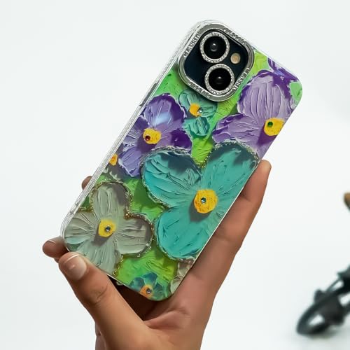 Image of PEEPERLY Back Cover Case for iPhone 15 Pro Scratch Resistant Anti-Slip TPU Shockproof Protective Durable Glitter Dot Lens Floral Aesthetic Case for Girls & Women(Multicolor)