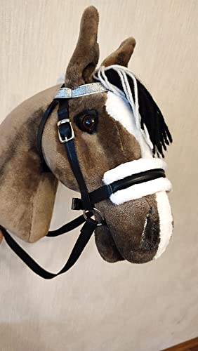 Brown stick hobby horse | Toy plush stuffed horse | Hobbyhorse whith bridle