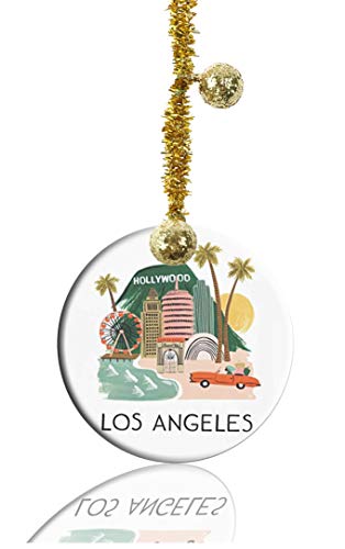 Fqjns Ceramic Ornaments Crafts Round Porcelain Christmas Decorations Home Hanging Jewelry Gift Souvenir Los Angeles And Hollywood #TOP9