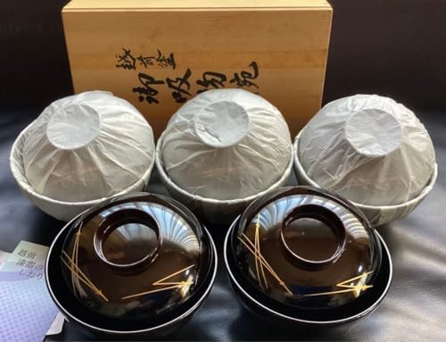 越前塗 越前漆器 お吸物椀5客 天然木 栃の木 手書き金蒔絵 本