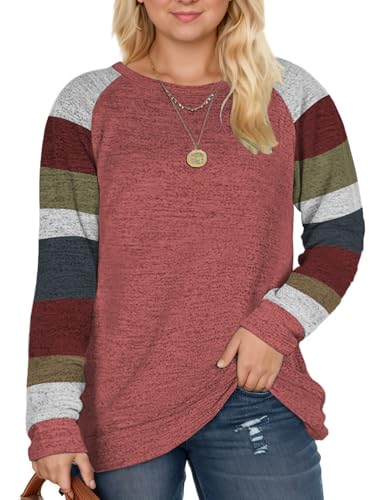 DOLNINE Plus Size Sweatshirts for Women Long Sleeve Oversized Tunic Tops