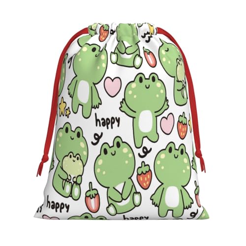 ZZhua Cute Frog Strawberry Grip Bag Drawstring Gift Bag Reusable Gymnastics Grip Bag For Anniversary, Wedding, Birthdays, Gym Small
