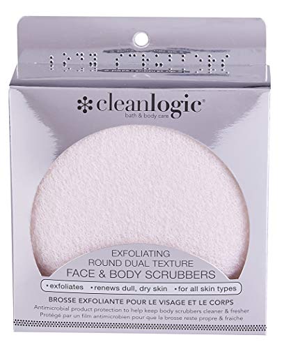 Cleanlogic Exfoliating round dual texture face & body scrubbers, pink, 2 Count