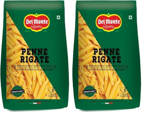 Image of Del Monte Penne Pasta (Imported From Italy), 100% Durum Wheat Semolina,500 grams (Pack of 2)