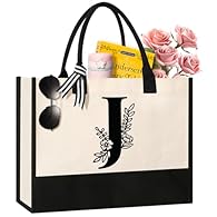 Durable & Spacious: Our Initial Canvas Tote Bag measures 17" x 11.8" x 7.8" and is crafted from heavy-duty 100% natural cotton canvas. Offering ample space while remaining easy to carry by hand or over the shoulder. Reinforced seams and dense thread ...