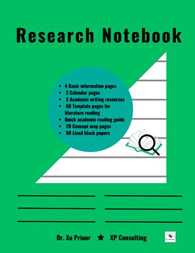 Research notebook: template for reading and analyzing the literature, major academic tools & resources, 2023 and 2024 Calendar and lined black Paper ... pages] (A-Grade Literature Review Writing)