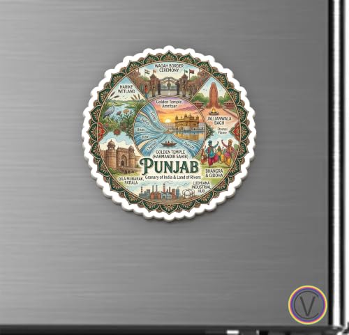 Image of Punjab Textured Finish Acrylic Fridge Magnet - UV Texture Printed, Stylish Multicolor Magnet for Fridge, Wardrobe & Metal Surfaces, Pack of 1 (Punjab)