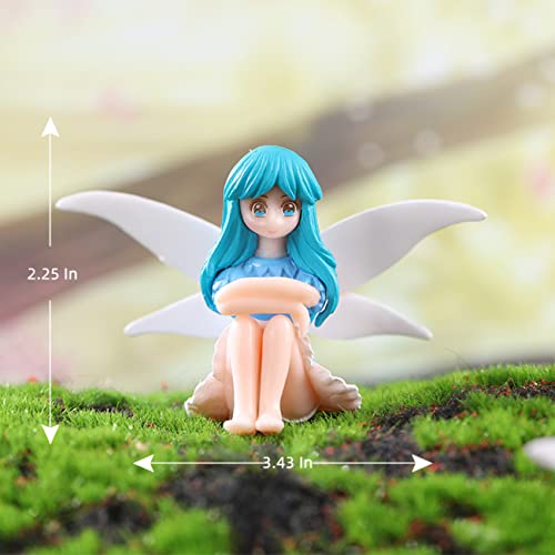 LONCESS Acessórios de jardim de fadas em miniatura, pequenas estatuetas de fadas para jardim de fada