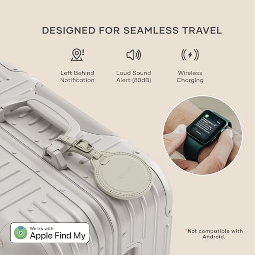 Image of Satechi FindAll Smart Luggage Tag with Find My, TSA-Friendly, Airport Tracking, Left-Behind Alerts, Loud Audible Chime, Wireless Rechargeable, Works with iPhone, iPad, Mac - Sand