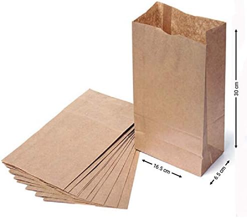 10 Brown Paper Bags - Kraft Brown Bags- Kraft Block Bottom Paper Bags - Eco Friendly & Heavy Duty SOS Bags - Great for Party Favour Loot Lunch Deli Grocery Gift Bags Sabco