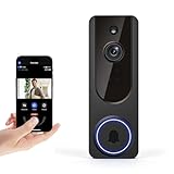Gazing 1080P Wireless Wi-Fi Doorbell Camera for Home Safety, Night Vision, 2-Way Audio, Cloud Storage, AI Human and Motion Detection, Live View, Battery Powered, Indoor Outdoor Surveillance