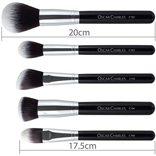 Oscar Charles 17 Piece Professional Makeup Brush Set: Make up brushes with Case, Beauty Blender, Brush Cleaner, Product Guide and Gift Box