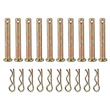 10 Pieces Carbon Steel Single Hole Clevis Pin with R Shaped Spring Cotter Pin Flat Head Single Hole Clevis Pins M8 Clevis Pin for Mower Tractor Fastener Hardware, 6mm x 45mm
