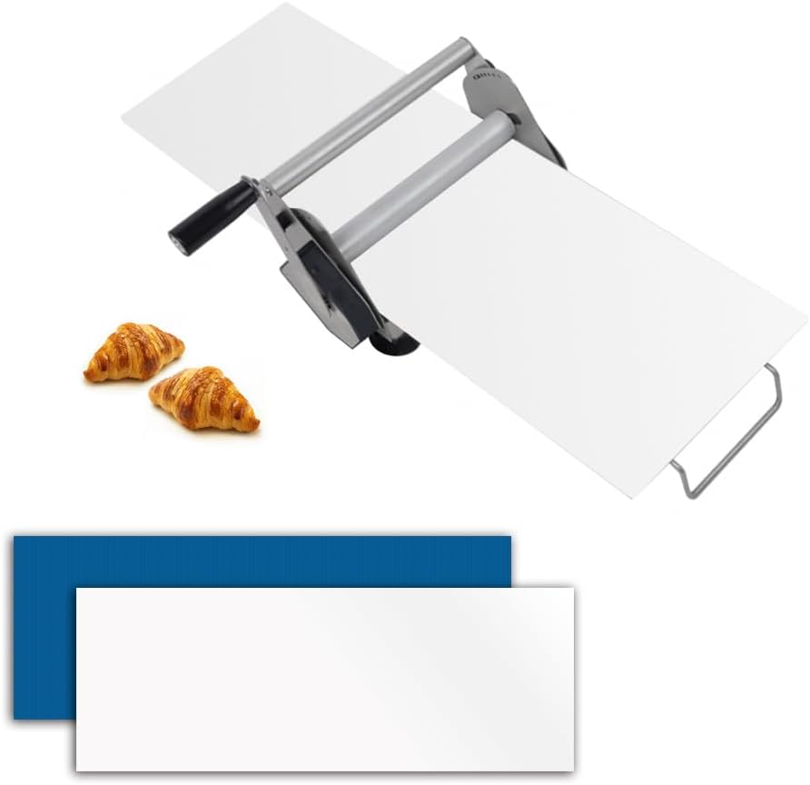 Folding Dough Sheeter Machine – 12″ Manual Dough Roller with 1-20mm Adjustable Thickness, 2 Sheeter Boards for Pizza, Croissants, Pastry & Fondant Table Top Design Board 31.5inch